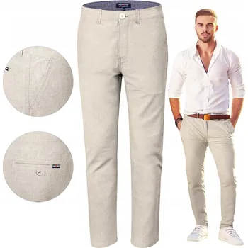 Pánské kalhoty Pánské CHINOS kalhoty bavlněné SVĚTLE BÉŽOVÉ Slim Fit W34/L32 Pako Jeans