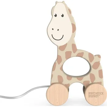 Hračka pro nejmenší Matchstick Monkey Pull Along Animal tahací hračka Giraffe 1 ks