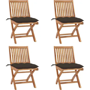 Skládací zahradní židle s poduškami 4 ks masivní teak - 8720286440407