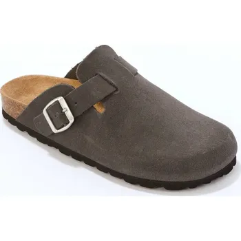 Dámské pantofle Kožené pantofle s plnou špičkou šedá antracitová 38