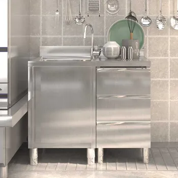 Kuchyňská skříňka vidaXL Kuchyňské linky do komerčních prostor 2 ks z nerezové oceli [3083722]