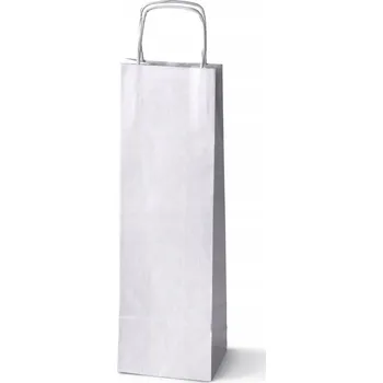 Dárková taška PAPÍROVÉ TAŠKY NA ALKOHOL 16x8x39 cm BÍLÉ 100g DÁRKOVÉ TAŠKY 10 ks