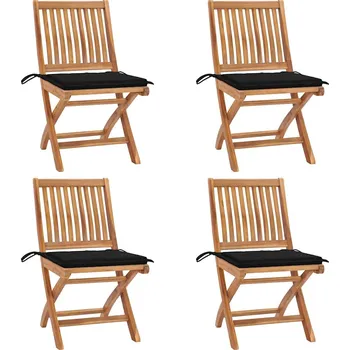 Skládací zahradní židle s poduškami 4 ks masivní teak - 8720286440247