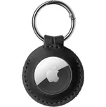 FIXED kožený obal s karabinou pro AirTag 1 / 2 - černý