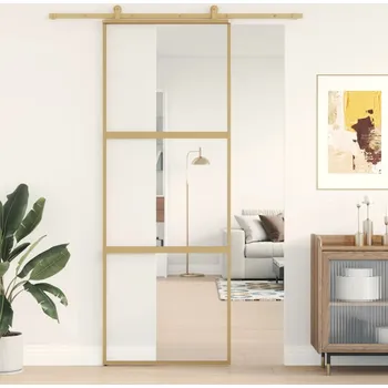 Interiérové dveře Posuvné dveře zlaté 76 x 205 cm čiré ESG sklo a hliník - 8721012119840