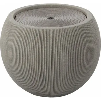 Zahradní dekorace Plastová zahradní fontána s LED, 37x37x30 cm, kulatá, béžová