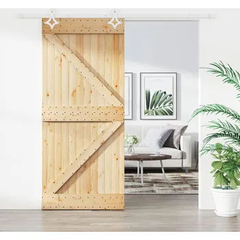 Interiérové dveře Posuvné dveře s kováním 100 x 210 cm masivní borové dřevo - 8721012082335