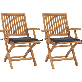 Zahradní židle 2 ks s antracitovými poduškami masivní teak - 8720286263303