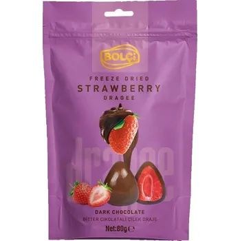 Sušené ovoce Bolci Lyofilizované celé jahody v hořké čokoládě 80 g