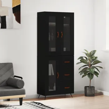 Organizace kuchyně Skříň highboard černá 69,5 x 34 x 180 cm kompozitní dřevo - 8720845479923