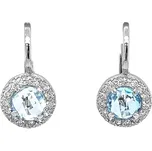 Náušnice z bílého zlata s modrými topazy a zirkony 7120084