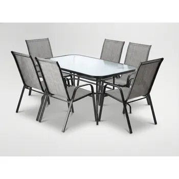 Zahradní stůl SOUPRAVA ZAHRADNÍHO NÁBYTKU - STŮL 150 x 90 x 70 cm + 6 ŽIDLÍ 54 x 72 x 96 cm