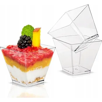 Jednorázové nádobí 24 hranaté kelímky na dezerty o 150 Ml