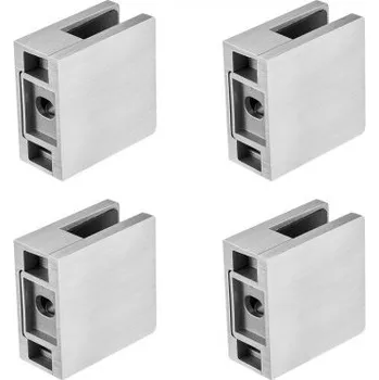 Zábradlí Svorka na sklo , 4dílná čtvercová konzola na skleněné zábradlí pro tvrzené sklo 0,31"-0,47", montážní svorka z nerezové oceli 304, držák na skleněnou poličku na balkon, zahradu, bazén, schodiště, stříbrná