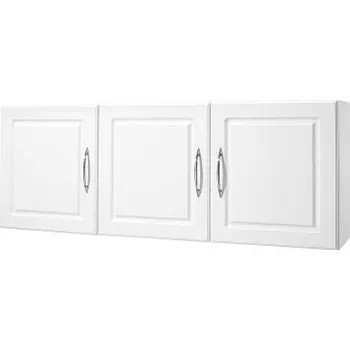 Koupelnový nábytek Nástěnná skříňka do prádelny, 2patrová nástěnná závěsná skříňka se 3 dvířky, organizér do skříně s nastavitelnou policí, do kuchyně, garáže, prádelny, 31 x 136 x 51 cm (H x Š x V), bílá