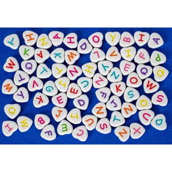 Dětské navlékací korálky FANDY Korálky ABC 06 srdce pastel