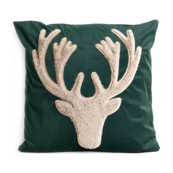 plyšák Vánoční polštář s výplní | VINTEC | s plyšovým jelenem | 45x45 cm | 866215 Homla