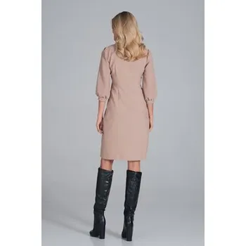Dámská móda FIGL Šaty M849 Béžová Regular Fit XL