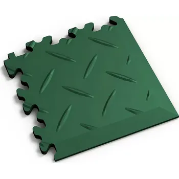 vinylová podlaha Zelený PVC vinylový rohový nájezd Fortelock Industry Ultra - 14 x 14 x 1 cm
