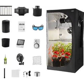 Pěstební box Sada pro pěstování rostlin v interiéru, 100 x 100 x 200 cm, Stan pro pěstování rostlin v interiéru s full spectrum LED pěstebním světlem a ventilačním systémem, 600D vysoce reflexní mylar, Pěstební stany pro květiny a zeleninu