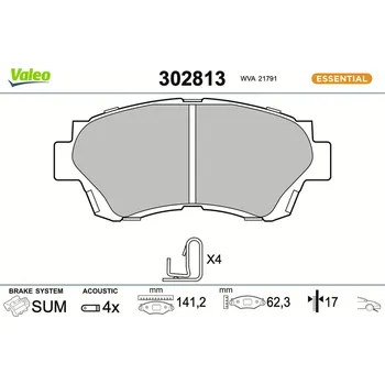 Brzdová destička Sada brzdových destiček, kotoučová brzda VALEO 302813