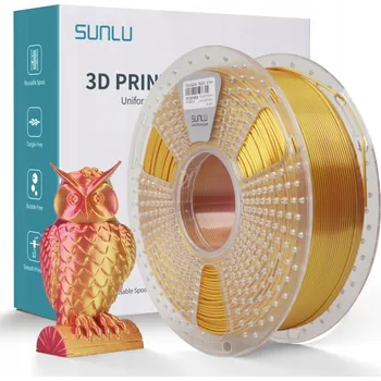 Filament Filament Silk PLA+ Sunlu 1,75 mm 1000 g, hedvábný, červeno-zlatý