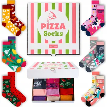 Dámské ponožky SOXO dámské ponožky v krabici jako pizza, sada 6 párů