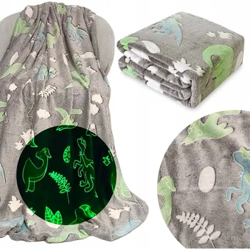 deka Svítící deka z mikrovlákna 150x200 Barevní dinosauři