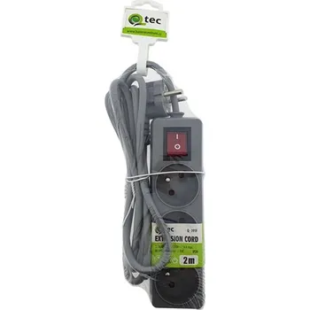Napájecí kabel Prodlužovací kabel 3 zásuvky 2m QTEC Q-391F s vypínačem