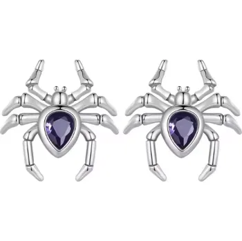 Náušnice B-TOP Puzetové stříbrné náušnice pavouk s CZ zirkonem - Stříbro 925