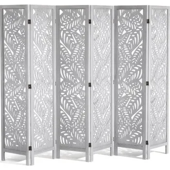 Paraván Dřevěná dělicí stěna , 6panelová dřevěná skládací zástěna na ochranu soukromí, výška 66,9 palce, vnitřní vyřezávaná dělicí stěna, přenosná dekorativní zástěna, pro oddělení místností, domov, kancelář, restauraci a ložnici
