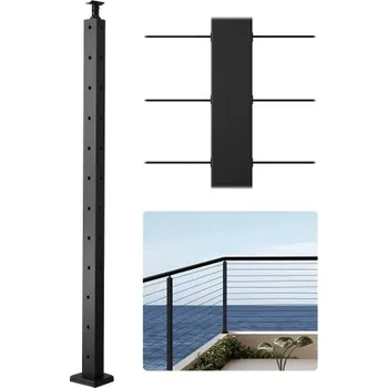 Zábradlí Sloupek zábradlí pro kabely, rohový sloupek zábradlí 42x1x2 palce, s předvrtanými otvory ve tvaru L, nerezový sloupek zábradlí pro kabely s horizontálním a zakřiveným držákem, balení po 1 kusu, černý, 1JZLGZXHS10607YXO001V0