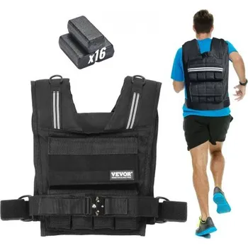 Zátěžové oblečení Nastavitelná zátěžová vesta , zátěžová vesta do 15 kg s železnými závažími, ramenními chrániči a reflexním pruhem, cvičební sada s vlastní zátěží pro muže a ženy, cvičební vybavení pro silový trénink a běh