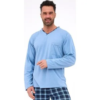 Pánské pyžamo Pánské pyžamo Cornette Richard - výstřih do V Světle modrá 2XL