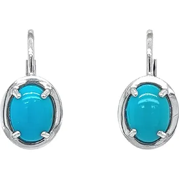 Náušnice Zlaté visací náušnice s oválným tyrkysem