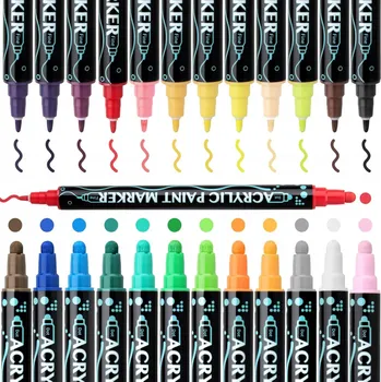 AKRYLOVÉ FIXY 24 BAREV FIXY NA KAMENY, DŘEVO, TKANINY, SKLO