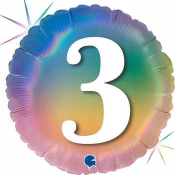 Balónek Fóliový balón 3 narozeniny duhový 46cm