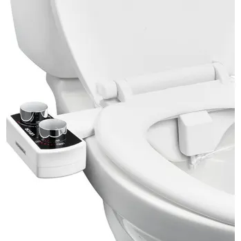 WC sedátko Bidetový nástavec na toaletu, neelektrický nástavec na bidetové sedátko - dvojité zatahovací trysky, nastavitelný tlak vody, snadno instalovatelný rozprašovač studené vody pro zadní dámské mytí, bílý