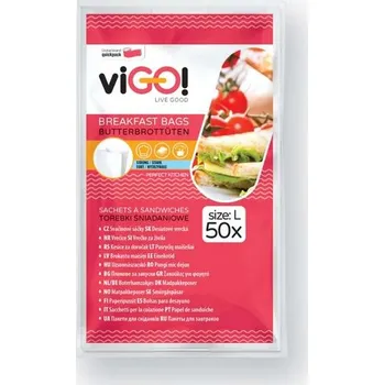 Sáček na potraviny SÁČKY PAPÍROVÉ SNÍDAŇOVÉ VIGO, 19X22CM BÍLÉ, 50 KS
