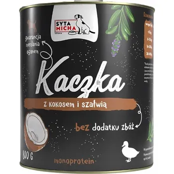 Krmivo pro psa Vlhké krmivo pro psy Syta Micha kachna s kokosem a šalvějí, konzerva 800g