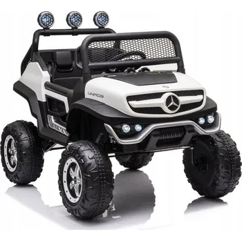 Dětské elektrovozidlo AUTÍČKO NA AKUMULÁTOR MERCEDES UNIMOG ELEKTRICKÉ AUTO PRO DĚTI BÍLÉ