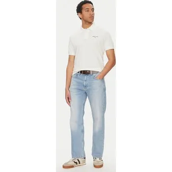 Pánská košile Tommy Jeans Polokošile Linear DM0DM20914 Bílá Regular Fit XXL