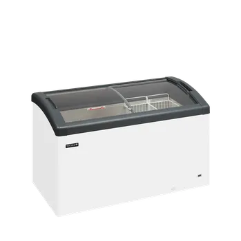 Elcold FOCUS 131 – Prosklený pultový mrazák, 2-oblá posuvná víka, LED, 254 l, bílý, šedý lem