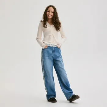 Dětská móda Reserved - Džíny s lampasy - modrá - 322HN-55J - 322HN-55J-146