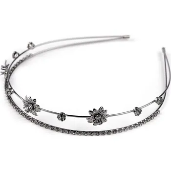 Čelenka Štrasová čelenka do vlasů dvojitá 149157 antracit