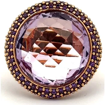 Prsten Zlatý prsten s fialovým ametystem