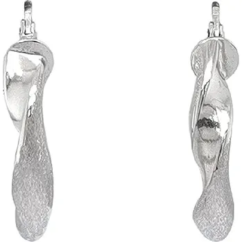 Náušnice Kroužkové náušnice z bílého zlata s organickým vlnitým designem