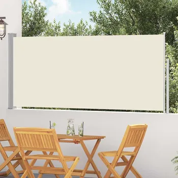 Slunečník zahrada-XL Zatahovací boční markýza / zástěna 120 x 300 cm krémová 45360