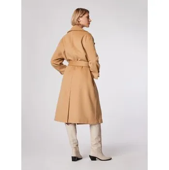 Dámský kabát Simple Kabát pro přechodné období PLD502-03 Béžová Relaxed Fit 36