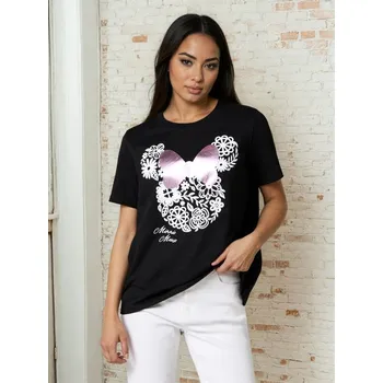 Dámské tričko Sinsay - Bavlněná košilka s potiskem Minnie Mouse - černá - 017HB-99X - 017HB-99X-XS